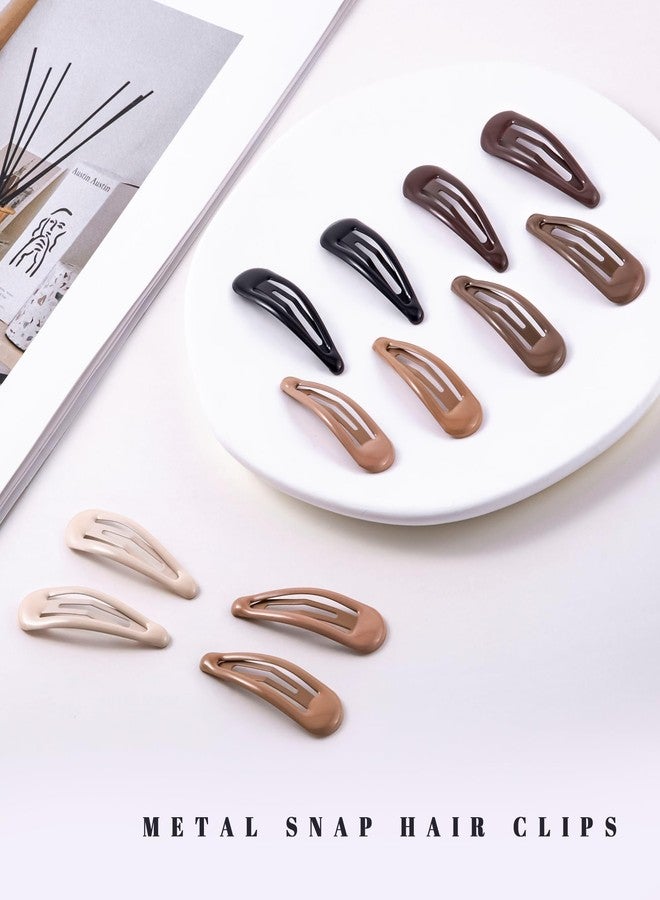 Cptots 20 PCS Metal Snap Hair Clips Water Drop No Slip Barrettes for Women Bright Small Hair Clips For Thick And Thin Fine Hair,Black Beige Brown,1.97 x 0.5 In. - Image 3